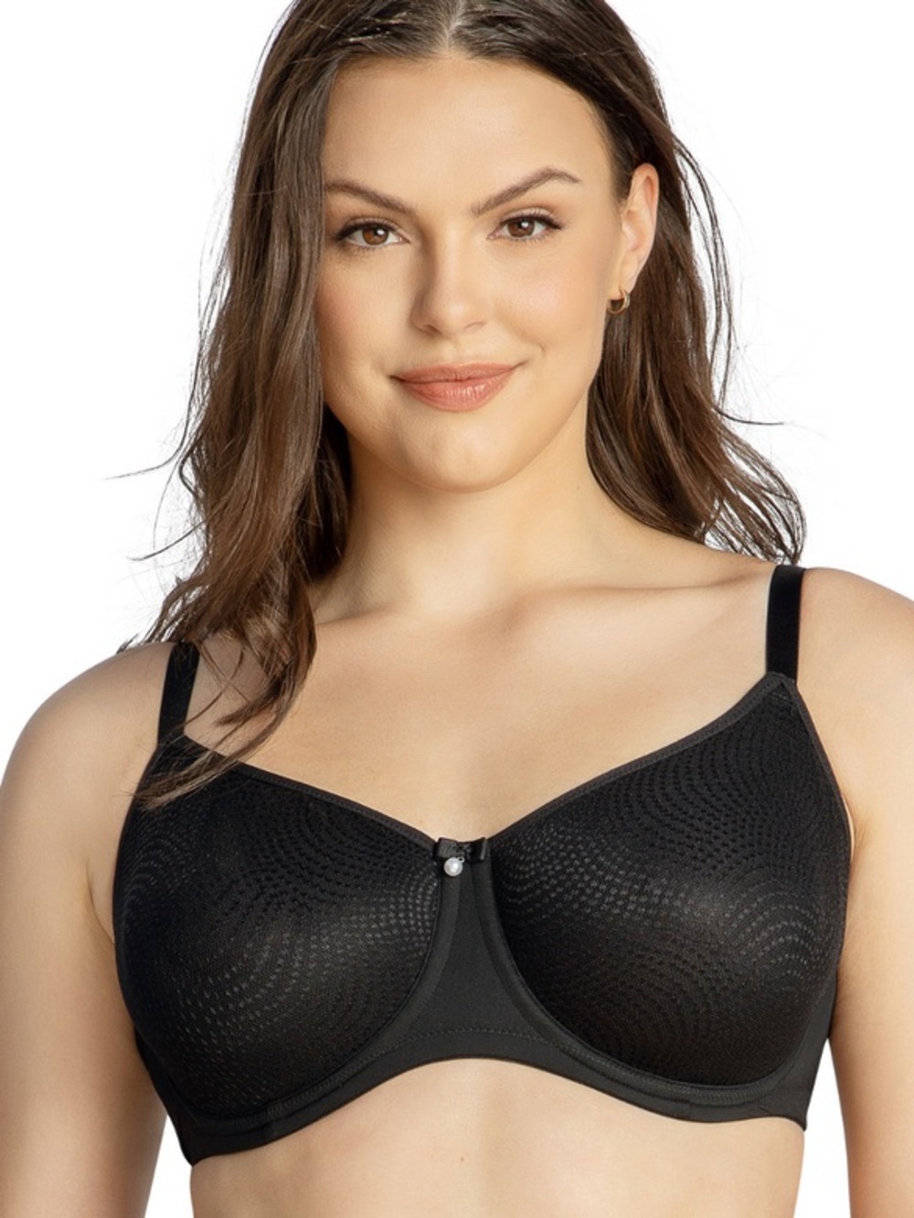 Parfait Pearl Black Seamless Underwire Non Padded Molded Minimizer Bra NWT 32D